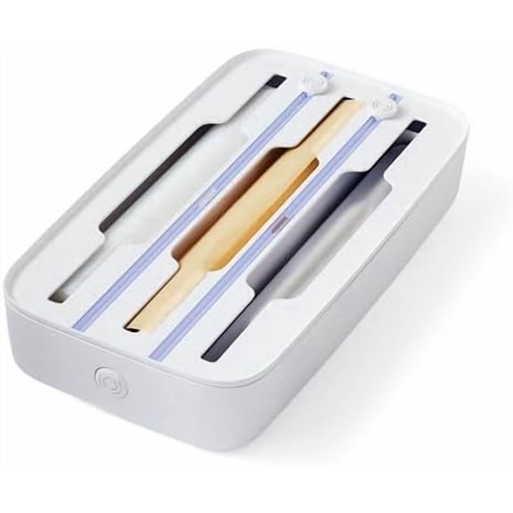 Wrap Dispenser, 3-in-1, Drawer Organizer for Foil, Plastic Wrap, Parchment and Wax Paper with Safety Cutters and Labels for Kitchen Organization