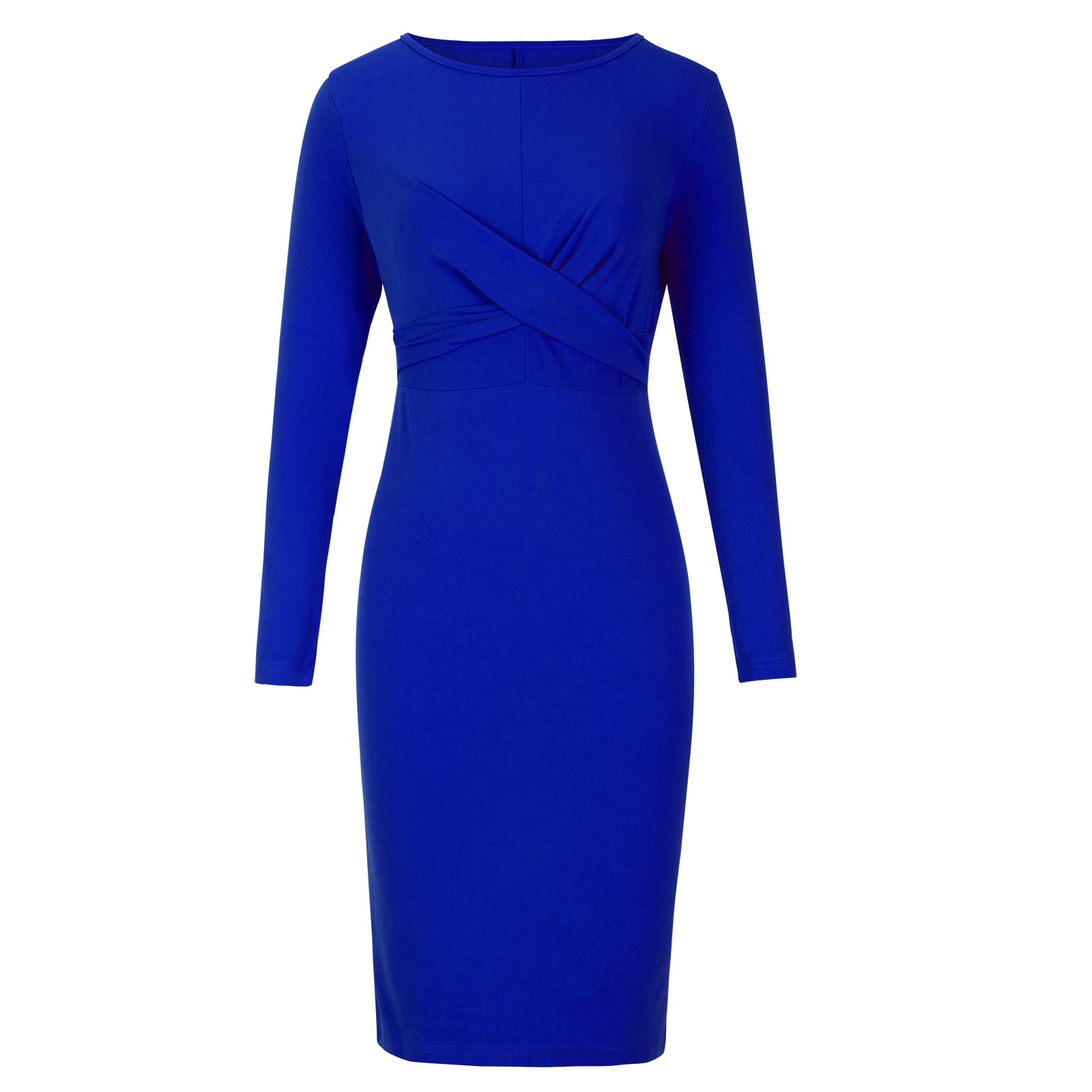 Wrap Dress for Women Crewneck Long Sleeve Bodycon Dress Casual Slim Fit  Work Office Business Midi Pencil Dresses - Walmart.com