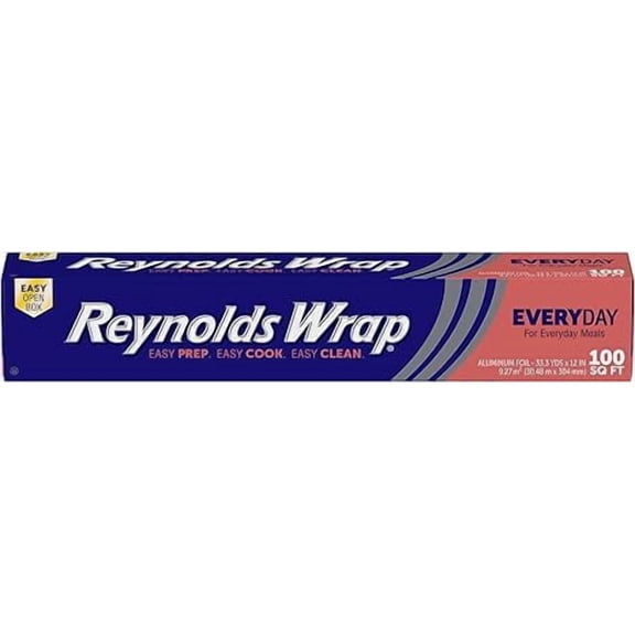 Wrap Everyday Strength Aluminum Foil Roll, Freezer Safe and Grill Safe, Great for Foil Packets and Home Cooking, 12 Inches Wide, 100 Total Sq. Ft