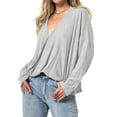 thumbnail image 1 of Wrap Front Waffle Knit Sweater Gray X-Large, 1 of 2