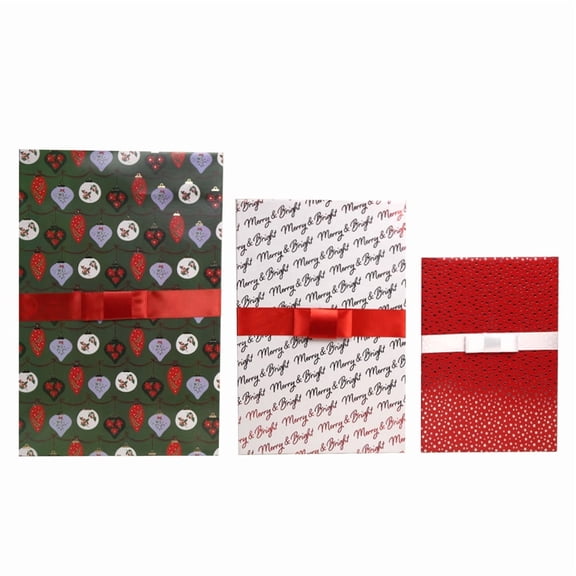 Wrap In A Hurry Christmas Apparel Folding Boxes, Red Polka Dots, Assorted Sizes, 3 Count