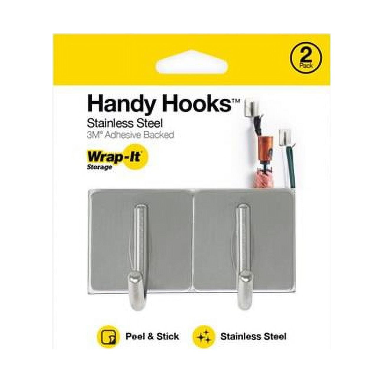 Silver Stainless Steel Adhesive Key Rack Hooks, 2 Pack