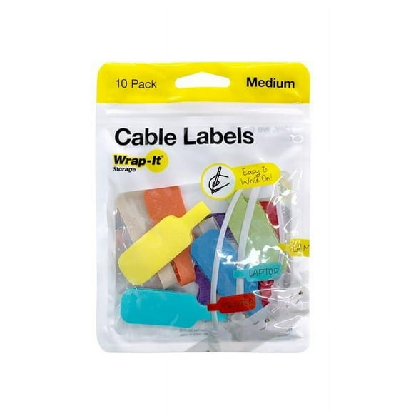 Wrap-It Storage 2.25 in. Multicolored Polypropylene Cable Labels, Pack of 3