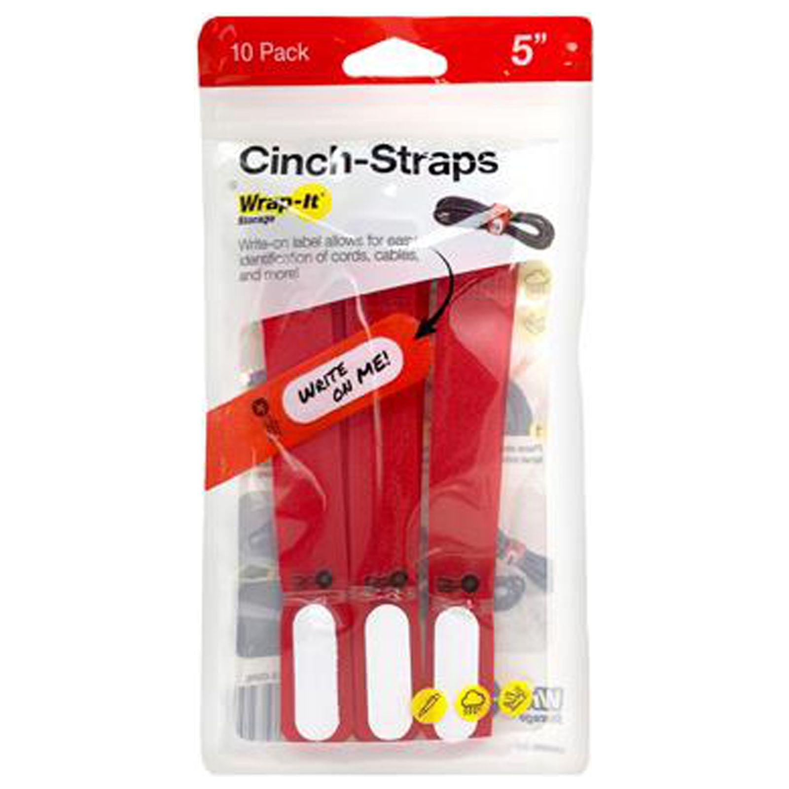 Produktbild von Wrap-It Storage Cinch-Gurte – 20 Stück, 12,7 Cm, Mit Metallschnalle Und Beschriftungsschild, Für Kabelmanagement Und Organisation