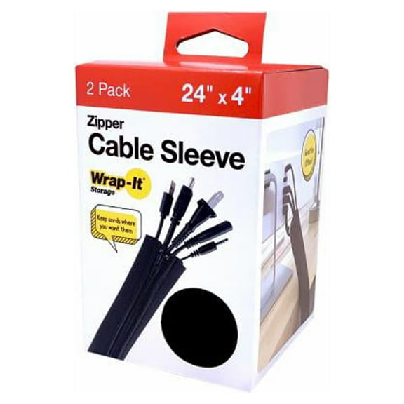 Wrap-It Storage 402-SZ-24BL Cable Sleeve Zipper, 24 In., 2-Pk. - Quantity 3