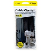 Wrap-It Storage 406-CC-5LX-BL Cable Clams Hook & Loop Cord Holders, Black, 5 In., 6-Pk. - Quantity 6
