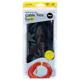 Wrap-It Storage Self-Gripping Cable Ties, Reusable, Black, 1/2 x 8 In.,  25-Pk.