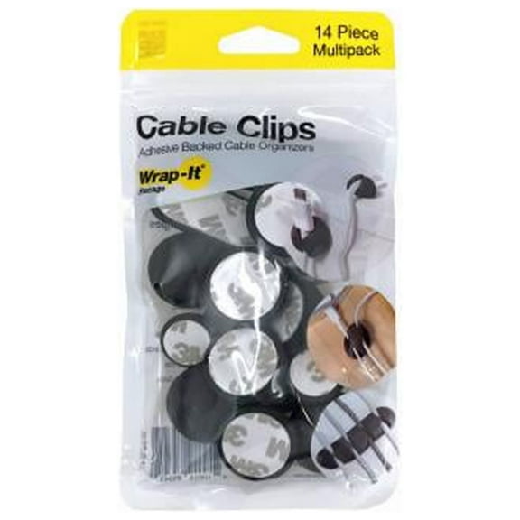 Wrap-It Storage 514-CLIPS-BL Cable Clips Organizers, Assorted Sizes, 14-Pk. - Quantity 6