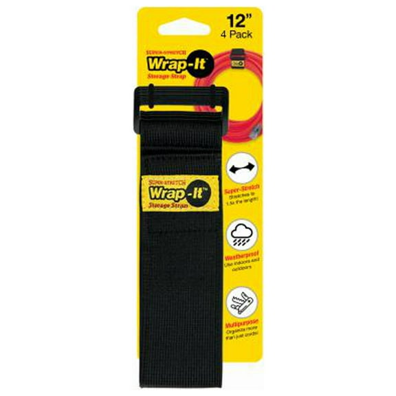 Wrap-It Storage 704-12B Super Stretch Storage Straps, 12-In., 4-Pk. - Quantity 6