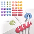 thumbnail image 1 of Wrap-It Storage Adhesive Cable Clips (42 Pack) - Cord Organizer for Desk Cable Management, Charger Cord Holder for Nightstand - Macaron, 1 of 7