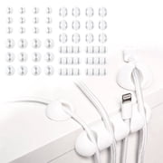 Wrap-It Storage Adhesive Cable Clips (42 Pack) - Cord Organizer for Desk Cable Management, Charger Cord Holder for Nightstand - White