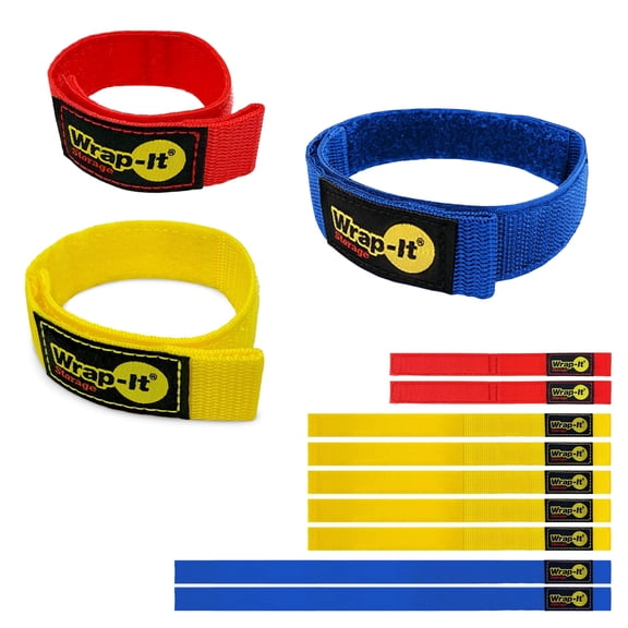 Wrap-It Storage Quick-Strap Cord Wraps - Assorted Sizes (2x9", 5x12", 2x18") 9 Pack - Reusable Hook and Loop Cable Straps, Extension Cord Holder for RV, Boat, Hose