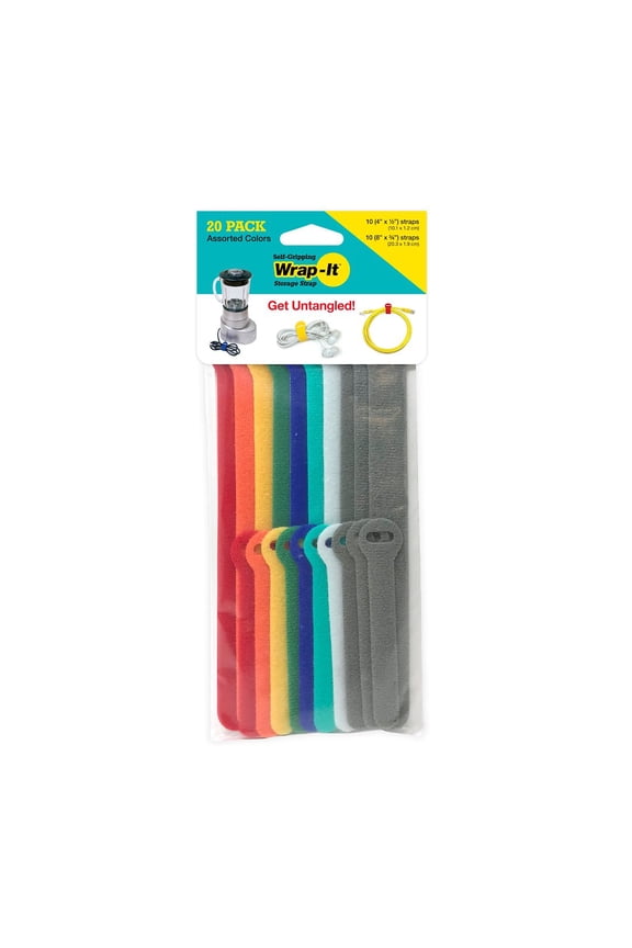 Self-Gripping Cable Ties - Assorted 20-Pack (5", 8")