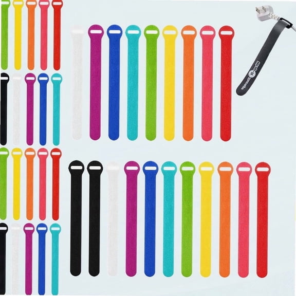 Wrap-It Storage Self-Gripping Storage Straps, Multi-Color, 40 Pack (20 5" Straps, 20 8" Straps) - Reusable Hook and Loop Cord Organizer Cable Ties for Cord Management