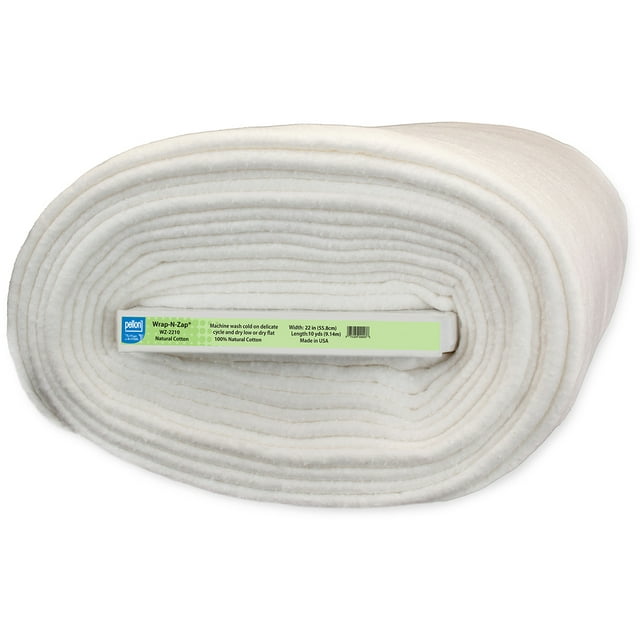 Wrap-N-Zap 100 Percent Natural Cotton Batting, Natural, 22" x 10 yd