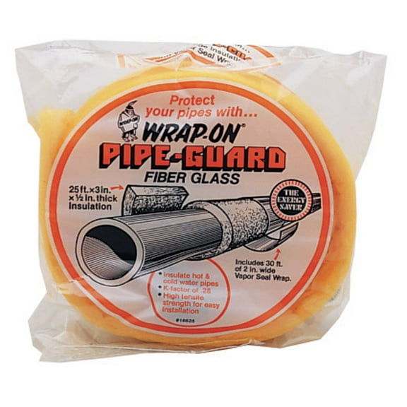 Wrap-On Pipe Insulation Wrap - Easy Installation - 3" x 25', Multicolor
