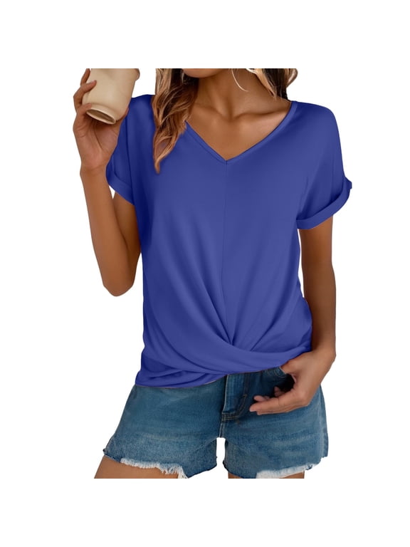 Wrap Shirts For Women,Womens Flowy Summer Tops Workout Tops For Women Breathable Shirts For Women Cropped Tees For Women Women's Tee Shirts Linen Short Sleeve Shirt Women Summer Tops