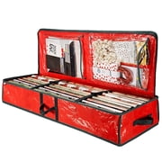 Wrap Storage Bag Waterproof Underbed Storage Organizer with Reinforced Handles Large Wrapping Paper Storage Box Holiday Accessories for Paper Tags & Bows