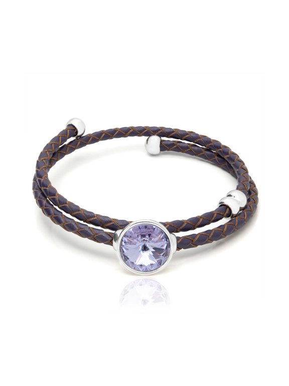 Wrap Wire Leatherette Pink Stone Bangle Bracelet