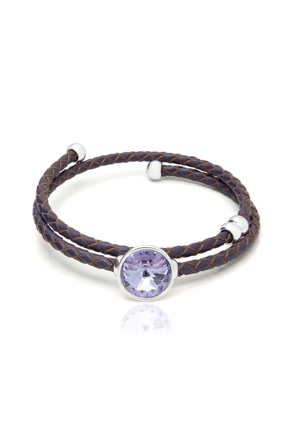 Wrap Wire Leatherette Pink Stone Bangle Bracelet