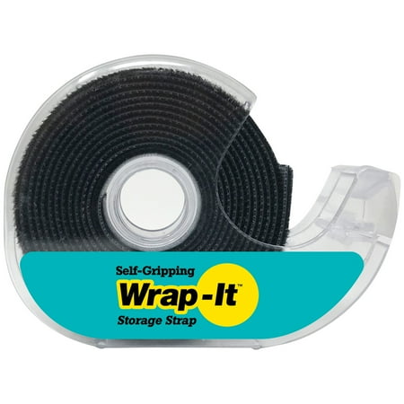 Wrap-It Storage - 6.5' Self-Gripping Perforated Hook and Loop Roll - Black