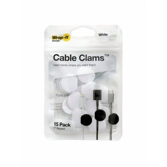Wrap-it storage 15 pack 1" cable clams velcro cable organize (Available in a pack of 20)
