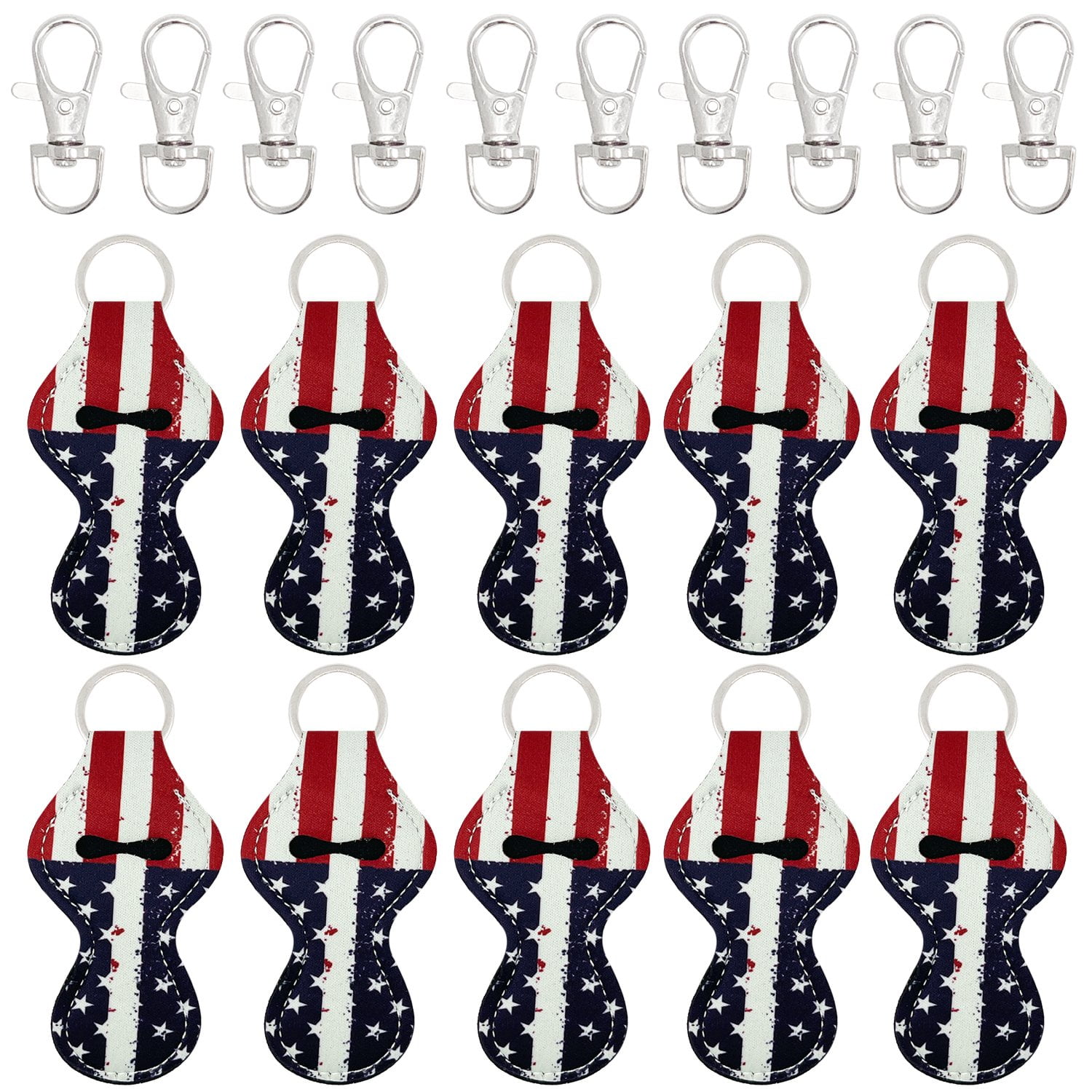 Wrapables 10 Pack Chapstick Holder Keychain, Keyring for Lip Balm