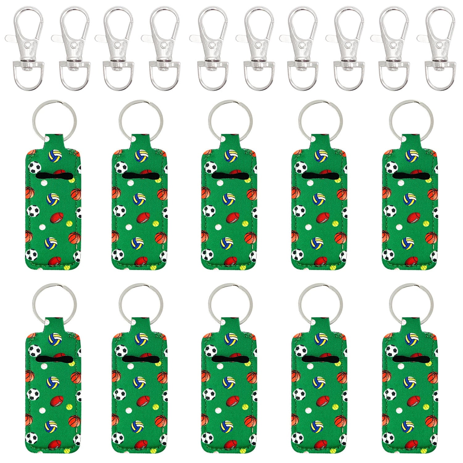 Wrapables 10 Pack Chapstick Holder Keychain, Keyring for Lip Balm