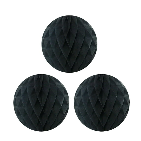 Wrapables® 10" Set of 3 Tissue Honeycomb Ball Party Decorations for Weddings, Birthday Parties, Baby Showers, and Nursery Décor, Black