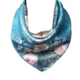 thumbnail image 1 of Wrapables® 100% Charmeuse Silk Square Scarf Neckerchief, Roses on Aqua, 1 of 4