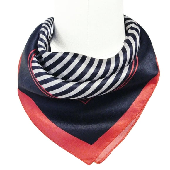® 100% Silk Neckerchief Square Scarf, Sailor Stripes Navy