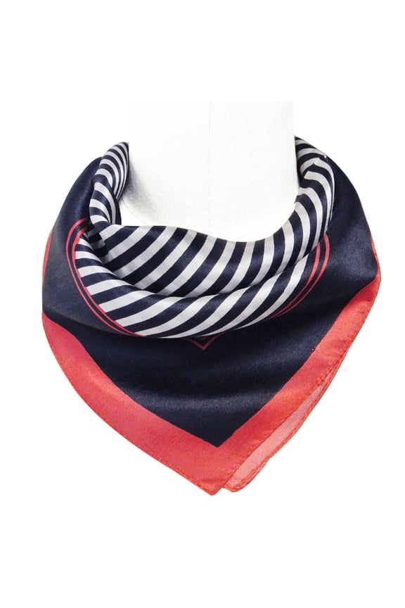 ® 100% Silk Neckerchief Square Scarf, Sailor Stripes Navy