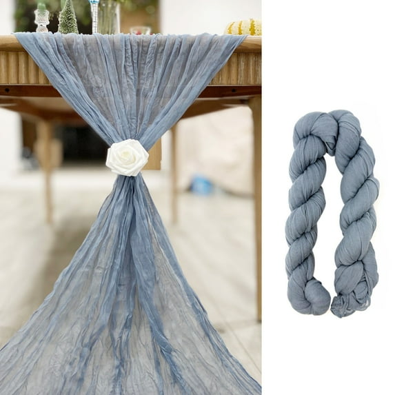 Wrapables 10Ft Bohemian Cheesecloth Gauze Table Runner for Rustic Weddings, Parties, Home Decor, 1pc Dusty Blue