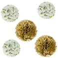 thumbnail image 1 of Wrapables 12" & 8" Set of 5 Tissue Pom Poms Party Decorations for Weddings, Birthday Parties Baby Showers and Nursery Décor, Gold & Polka Dots, 1 of 4