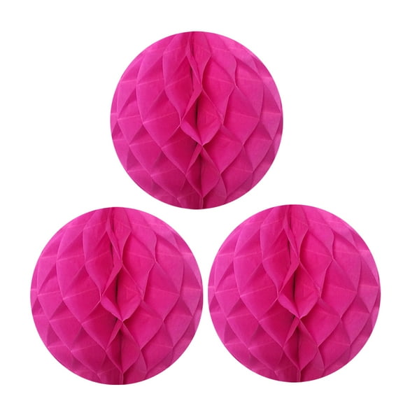 Wrapables® 12" Set of 3 Tissue Honeycomb Ball Party Decorations for Weddings, Birthday Parties, Baby Showers, and Nursery Décor, Hot Pink