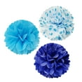 thumbnail image 1 of Wrapables® 12" Set of 3 Tissue Pom Poms Party Decorations for Weddings, Birthday Parties Baby Showers and Nursery Décor, Blue/ Navy/ Blue Polka Dots, 1 of 4
