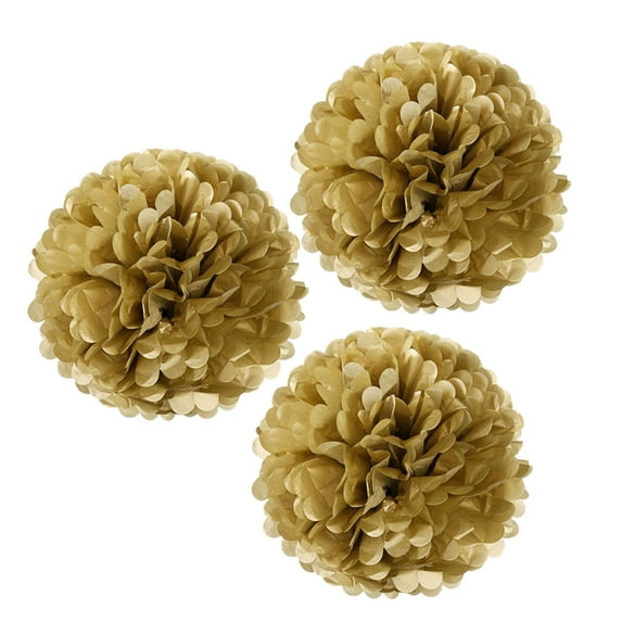 Wrapables® 12" Set of 3 Tissue Pom Poms Party Decorations for Weddings, Birthday Parties Baby Showers and Nursery Décor, Gold Metallic