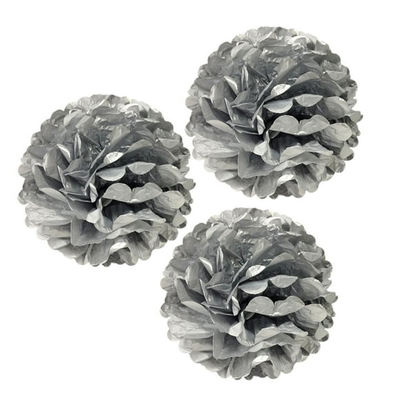 Wrapables® 12" Set of 3 Tissue Pom Poms Party Decorations for Weddings, Birthday Parties Baby Showers and Nursery Décor, Metallic Silver