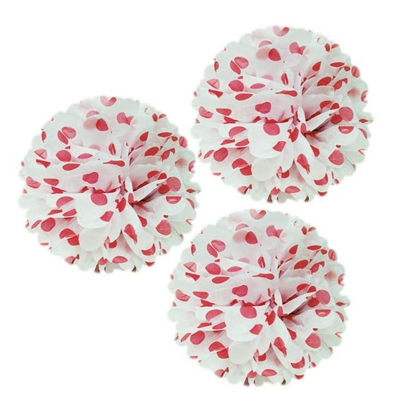Wrapables® 12" Set of 3 Tissue Pom Poms Party Decorations for Weddings, Birthday Parties Baby Showers and Nursery Décor, Red Polka Dots