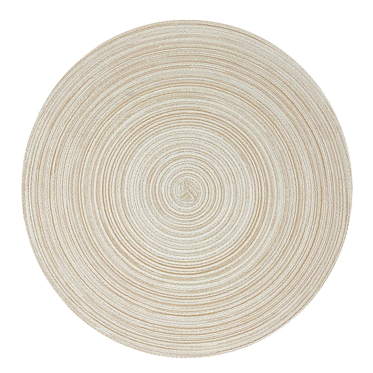 Beige 15" Round Woven Polyester Placemats Set of 6