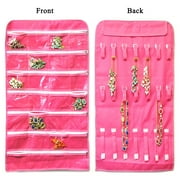 WRAPABLES ® 28 Zippered Pockets Hanging Jewelry Organizer with 21 Holding Loops, Pink