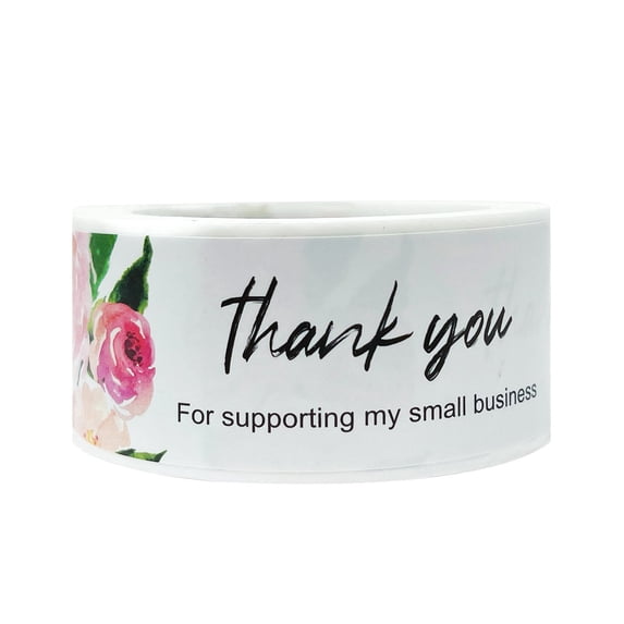 Wrapables 3" x 1" Small Business Thank You Stickers Roll, Sealing Stickers and Labels for Boxes, Envelopes, Bags, Packages, Floral Pink (120 stickers)