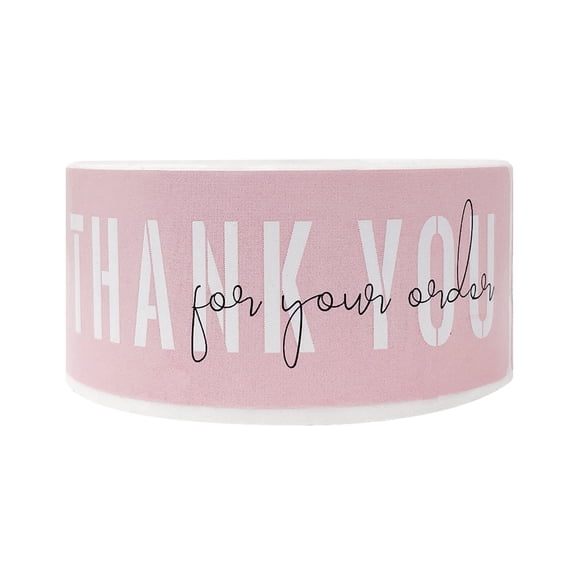 Wrapables 3" x 1" Small Business Thank You Stickers Roll, Sealing Stickers and Labels for Boxes, Envelopes, Bags, Packages, Blush (120 stickers)