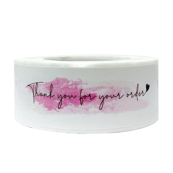 Wrapables 3" x 1" Small Business Thank You Stickers Roll, Sealing Stickers and Labels for Boxes, Envelopes, Bags, Packages, Pink (250 stickers)
