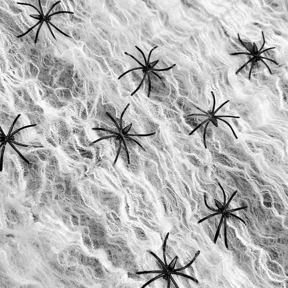 Wrapables 300 Sqft Spider Web with 30 Fake Spiders, Stretchy Cobweb Halloween Decoration for Parties, Haunted House