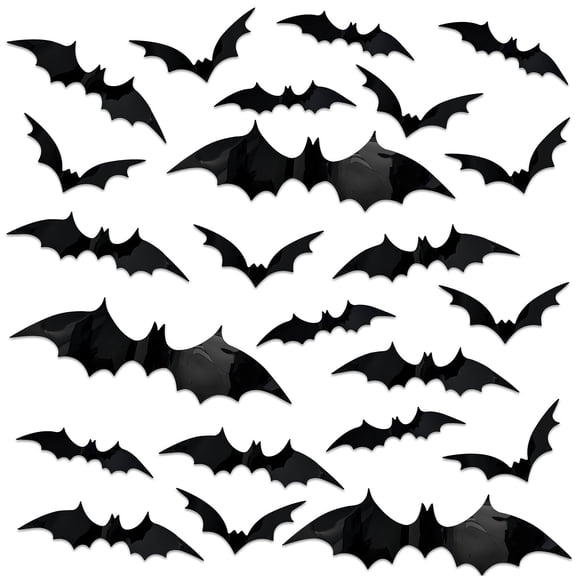 Wrapables 3D Bat Decorative Wall Decor Stickers, Decals for Halloween, Parties (60 pcs)