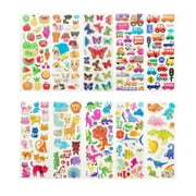Wrapables 3D Puffy Stickers Bubble Stickers for Crafts & Scrapbooking (10 Sheets), Marine, Safari, Farm, Traffic