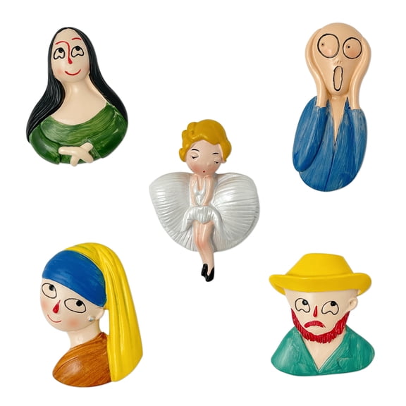 Wrapables 3D Resin Fridge Magnets, Food Simulation, Succulents, Famous Faces Refrigerator Magnets for Kitchen (Set of 5), Famous Faces