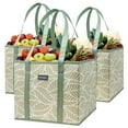 thumbnail image 1 of Wrapables 3Pk Reusable Grocery Bags, Heavy Duty Large Foldable Storage Shopping Totes with Reinforced Handles, Leaves, 1 of 7
