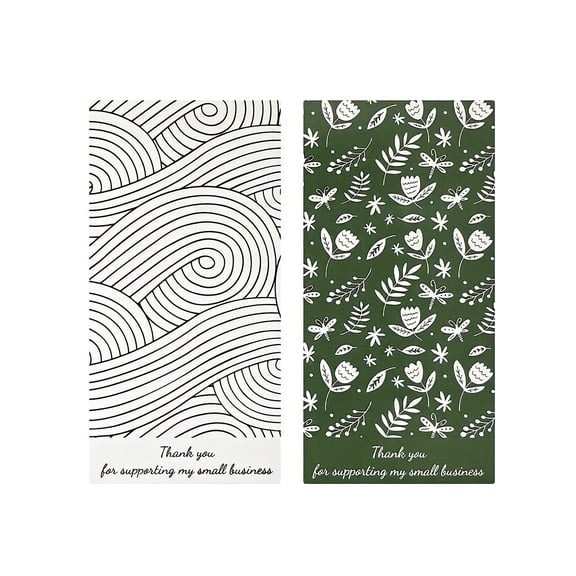 Wrapables 4" x 2" Rectangular Thank You Sealing Stickers and Labels for Packages, Boxes, Bags, Small Business, Gifts (100pcs), Sprigs & Waves